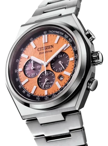 Relógio Citizen Ca4610-85zn Zenshin Chrono Salmon Titanium