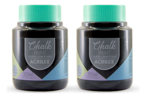 Kit 2 Tinta Chalk Paint Preto 520 Gesso Móvel Acrilex 100ml