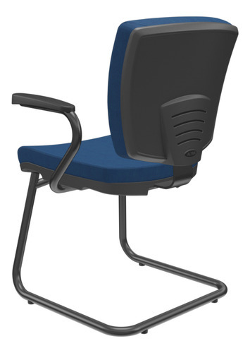 Kit 3 Cadeiras Fixa Ergonômica Preto Bx Flexi Poliéster azul