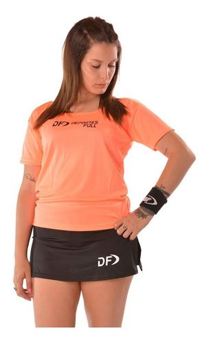 Imagen 1 de 4 de Remera Naranja  + Calza Pollera Conjunto Mujer Padel Tenis