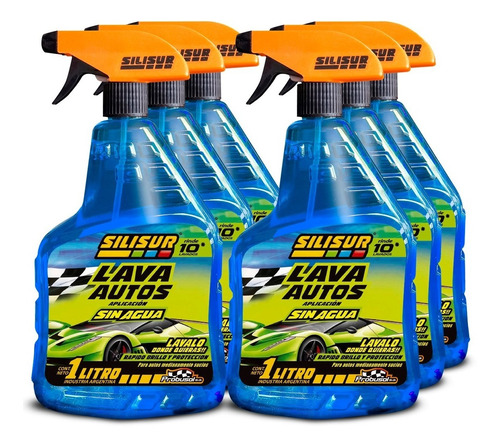 Lava Auto Sin Agua Con Gatillo Silisur 1lt Pack 6un