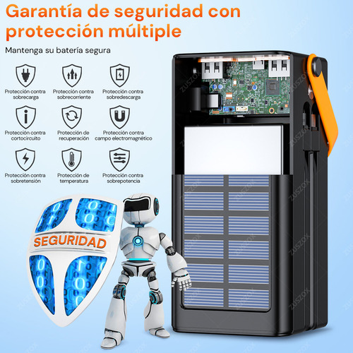 Power Bank 80000mah Portátil Batería Pila 150w Carga Rápida Con Cables Integrados Zuszox, Banco De Energía Solar De Carga Con 7 Salidas Y 3 Entradas, Compatible Para Teléfonos Inteligentes,tabletas