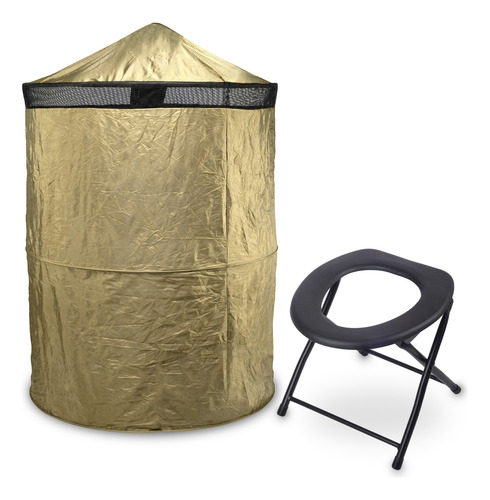 Carpa De Baño Vestidor + Silla Plegable Portatil Wc Camping