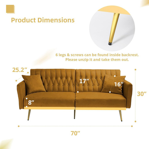 Sofa Cama Terciopelo Biplaza Ajustable Convertible Acmease