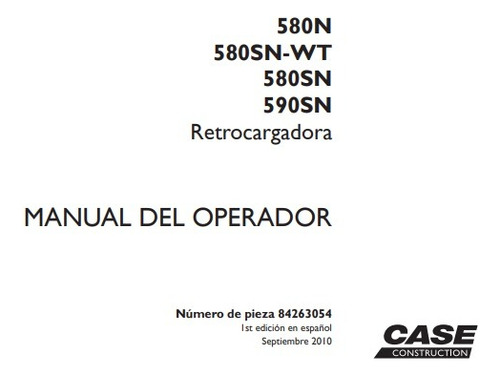 Manual Operador Pala Y Retrocargadora Case 580n/580sn/590sn