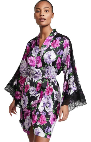 Victorias Secret Lencería Sexy Bata Kimono Satin Estampada