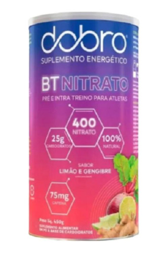Kit 2x: Bt Nitrato Com Cafeína Limão E Gengibre Dobro 450g