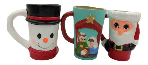 Tazas Navideña Santa Claus Oso Reno Grinch Christmast 3 Pzas