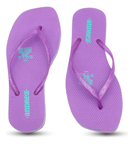 Sandalia Mujer Andrea Original Sliders Morado Chanclas Playa