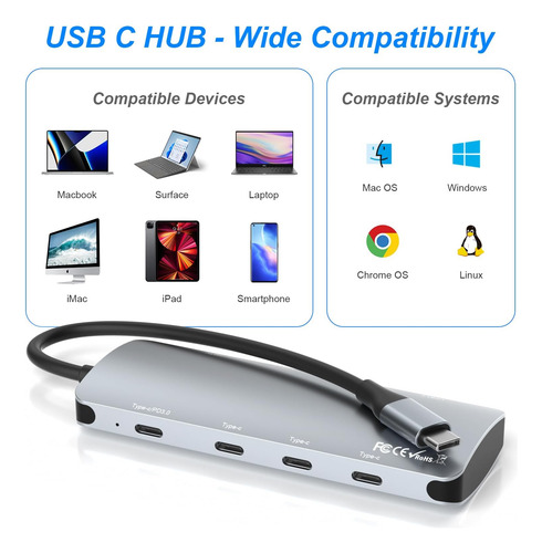 Hub Usb C 8 En 1 Adaptador Multipuerto Usb C De 10 Gbps Con