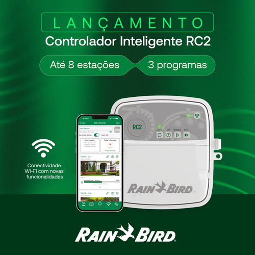 Controlador Wifi Rain Bird Rc2 Irrigação 8 Setores 230v Wifi