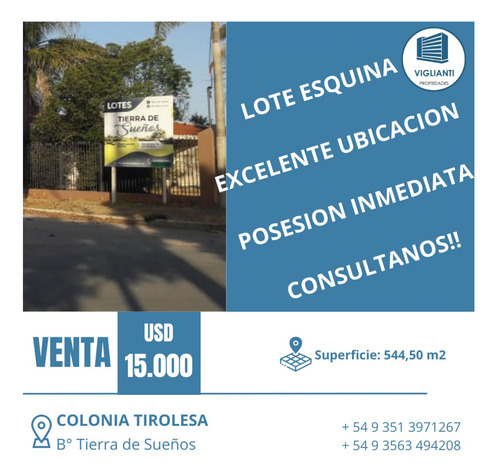 Colonia Tirolesa - 540m2 - Lote Esquina