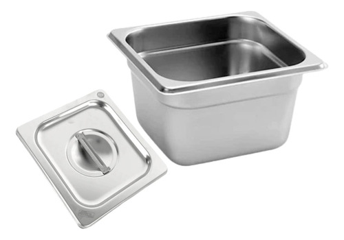 Inserto Contenedor Acero Inoxidable Con Tapa SEXTO 1/6x10 Cm 17x16x10 Arol Nsf, 2.1L