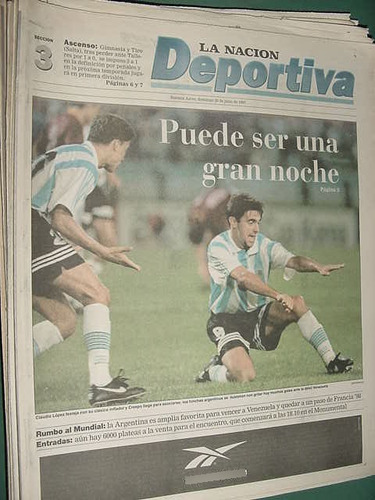 Nacion Deportiva 20/7/97 Gimnasia Tiro Salta Talleres Veron