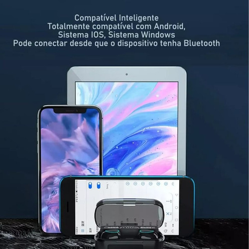 Fone Bluetooth M10 V5.3 Power Bank Tela Led Grave Forte Tws Cinza-escuro