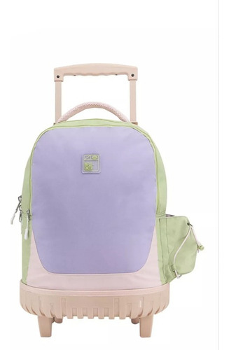 Mochila Con Carrito Influencer Reforzada 18 Pulgadas Color Lila Diseño De La Tela Liso