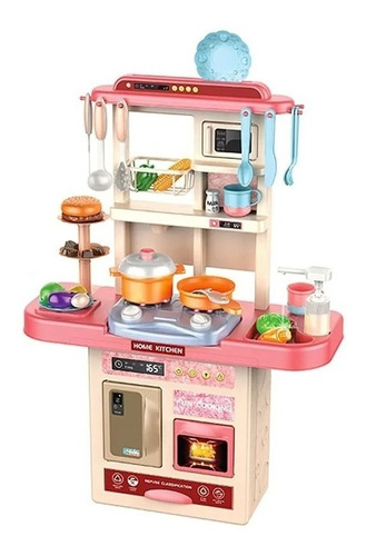 Cocina De Juguete 68 Accesorios Niñas 75cm Agua Vapor Sonido