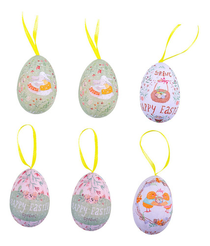 6x Adornos De Huevos De Pascua Colgantes Huevos De Estilo B