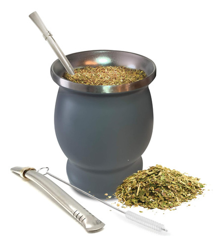 Juego De Tazas Naturales De Yerba Mate Gris (copa De Mate Tr