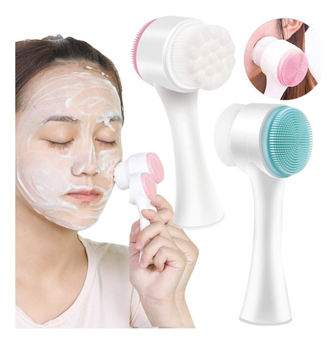 Cepillo Limpieza Facial Doble Cara Manual Exfoliante Skin F