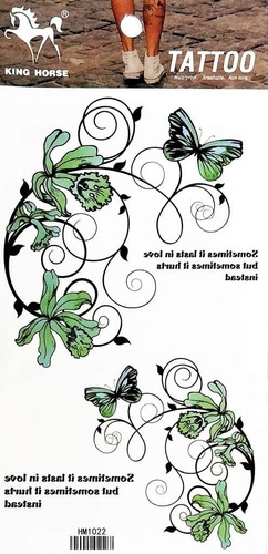 Pp Tattoo 1 Hoja Mariposa Flor Verde Vid Tatuajes Cuerpo Art