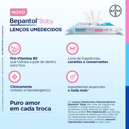 Kit 2 Lenços Umedecidos Bepantol Baby Hipoalergênico 96 Unid