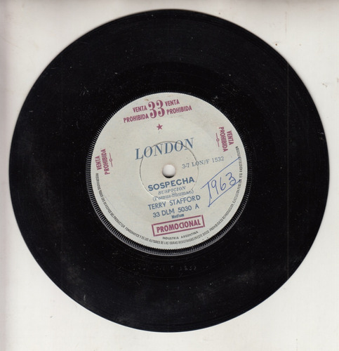 1963 Vinyl Single Terry Stafford Promo Argentina Super Rare