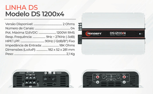 Modulo Taramps Ds1200 X4 1200w Rms Rca Ds1200x4 Amplificador