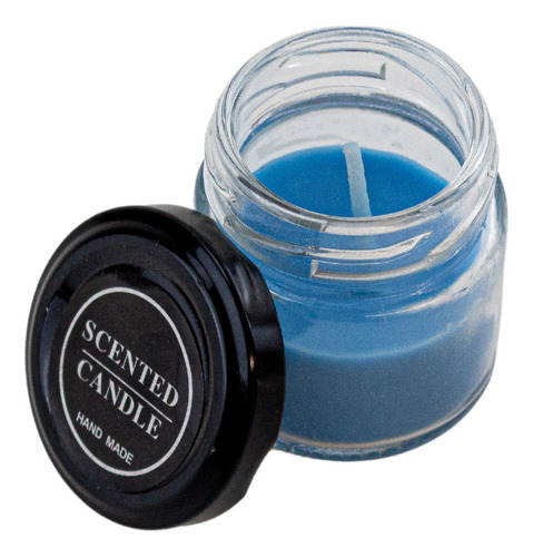 Vela Azul Scented Candle Perfumada No Potinho De Vidro