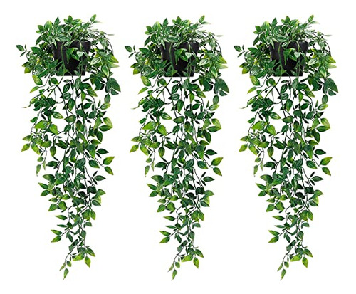 Pack De 3 Plantas Colgantes Artificiales, Plantas Fal