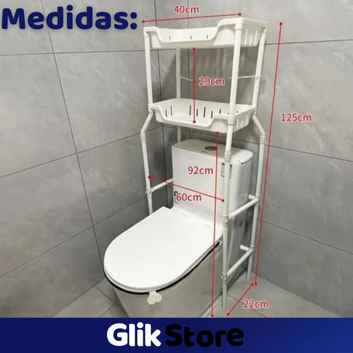 Organizador De Baño Sobre Inodoro Mueble Plastico 2 Estantes Blanco