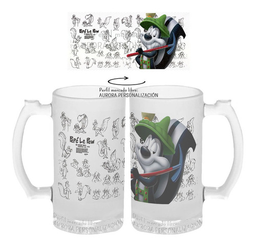 Mug Cervecero Taza Looney Tunes Pepe Le Pew Opalizado