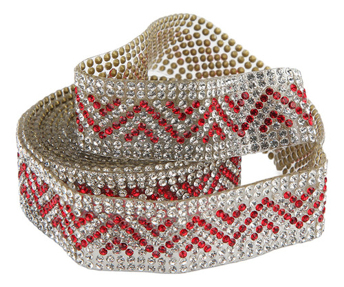 Cadena De Cinta Roja Con Diamantes De Imitación De 2 Cm De A