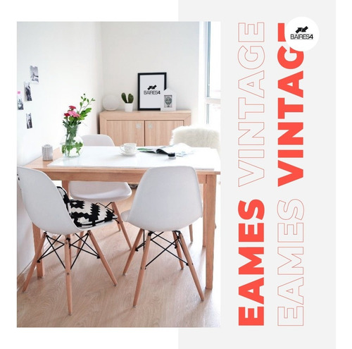 Imagen 4 de 7 de Pack X 4 Sillas Eames De Diseño Vintage | Contado