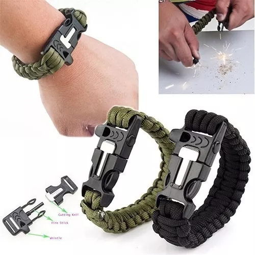 Pulsera Tactica Supervivencia Pedernal Paracord Brujula 5en1