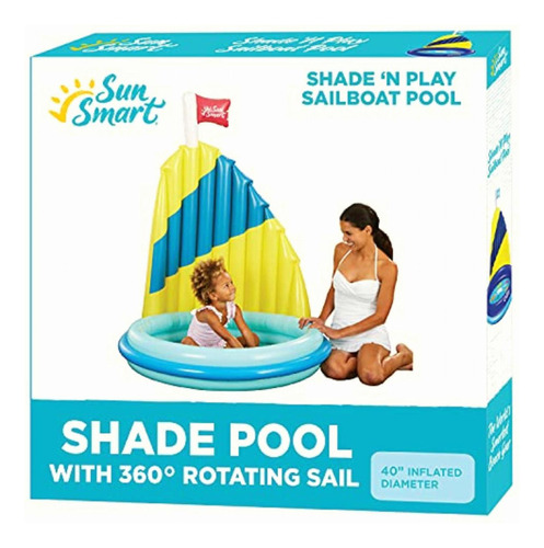 Sunsmart Shade N Play Sailboat Kiddie Pool With 360° Color Velero De 40 Pulgadas Con Pantalla