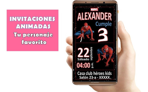 Invitación Spiderman Hombre Araña Video Tarjeta Digital