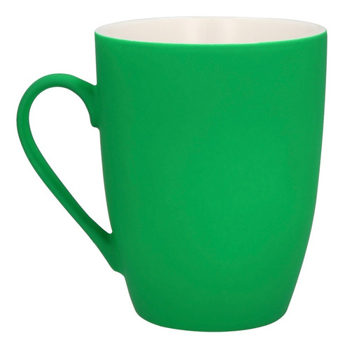 Taza De Cerámica Con Acabado Rubber, Capacidad. 400 Ml Color Verde