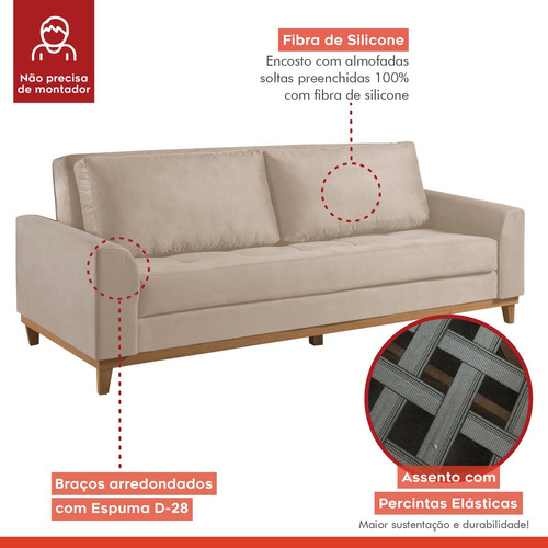 Sofá Cama Living 223cm M157 Martins Estofados