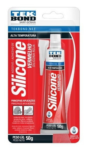 Silicona Alta Temperaturas Roja, 50 Gr - Tekbond