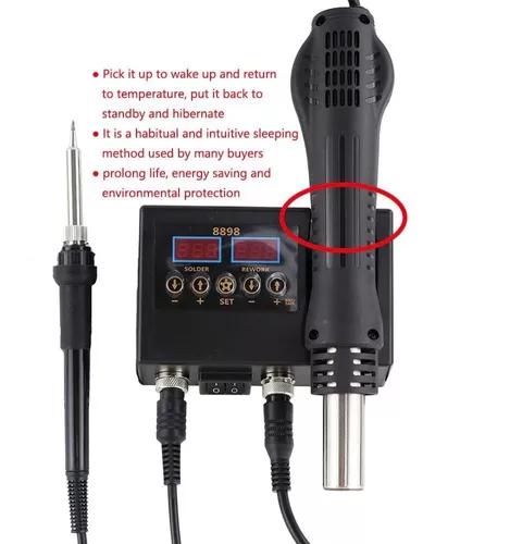 Daxiongmao Estación 2 en 1 de retrabajo de aire caliente y soldador con °F  /°C, conversión de aire frío/caliente, corrección digital de temperatura y