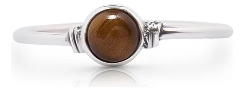 comprar Anillo Delicado De Ojo De Tigre Redondo Plata De 925 Joyeria