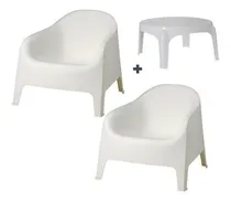 Comprar Juego 2 Sillones Sofas Reforz Blanco Skarpo+1 Mesa Ratona Bl