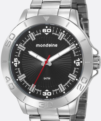 Relógio Masculino Prata E Preto Mondaine 76757g0mvne1