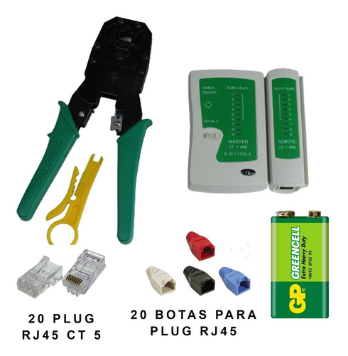 Ponchadora Rj45 + Pelacable + Tester De Red + Plug Rj45
