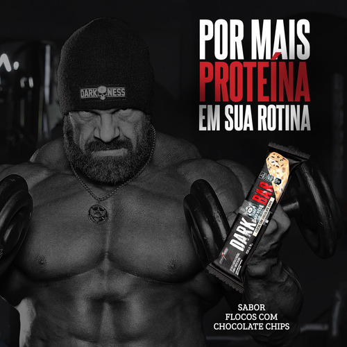 Dark Bar Flocos Choc Chips 8un Darkness - Snack Proteico Saudável, Rico Em Fibras E Energia Para O Dia A Dia