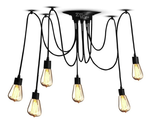 Vintage Lámpara Colgante D Techo 6 Cabezas Diseño Con Focos