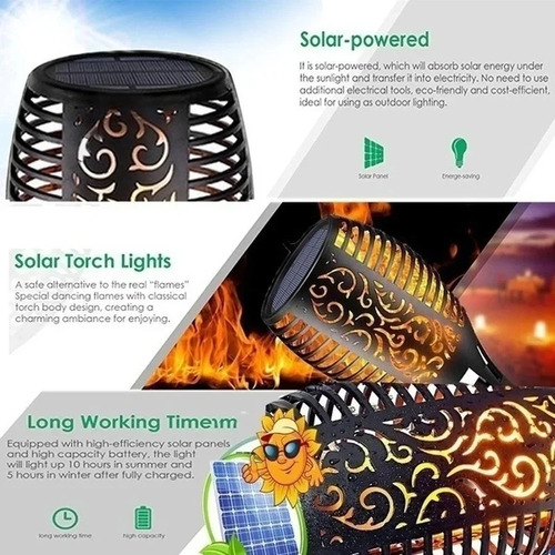 2 Luces Solares 51 Led Antorcha Impermeable Piso