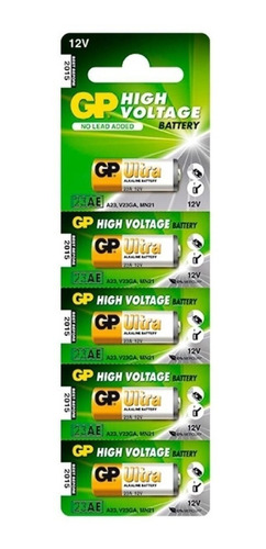 1 Cartela C/ 5 Baterias Gp Ultra High Voltage Alcalina 23a 