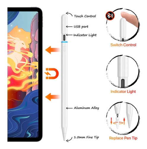 Para El Lápiz Usb C Funcione Con iPad Pro Air Mini Pencil A